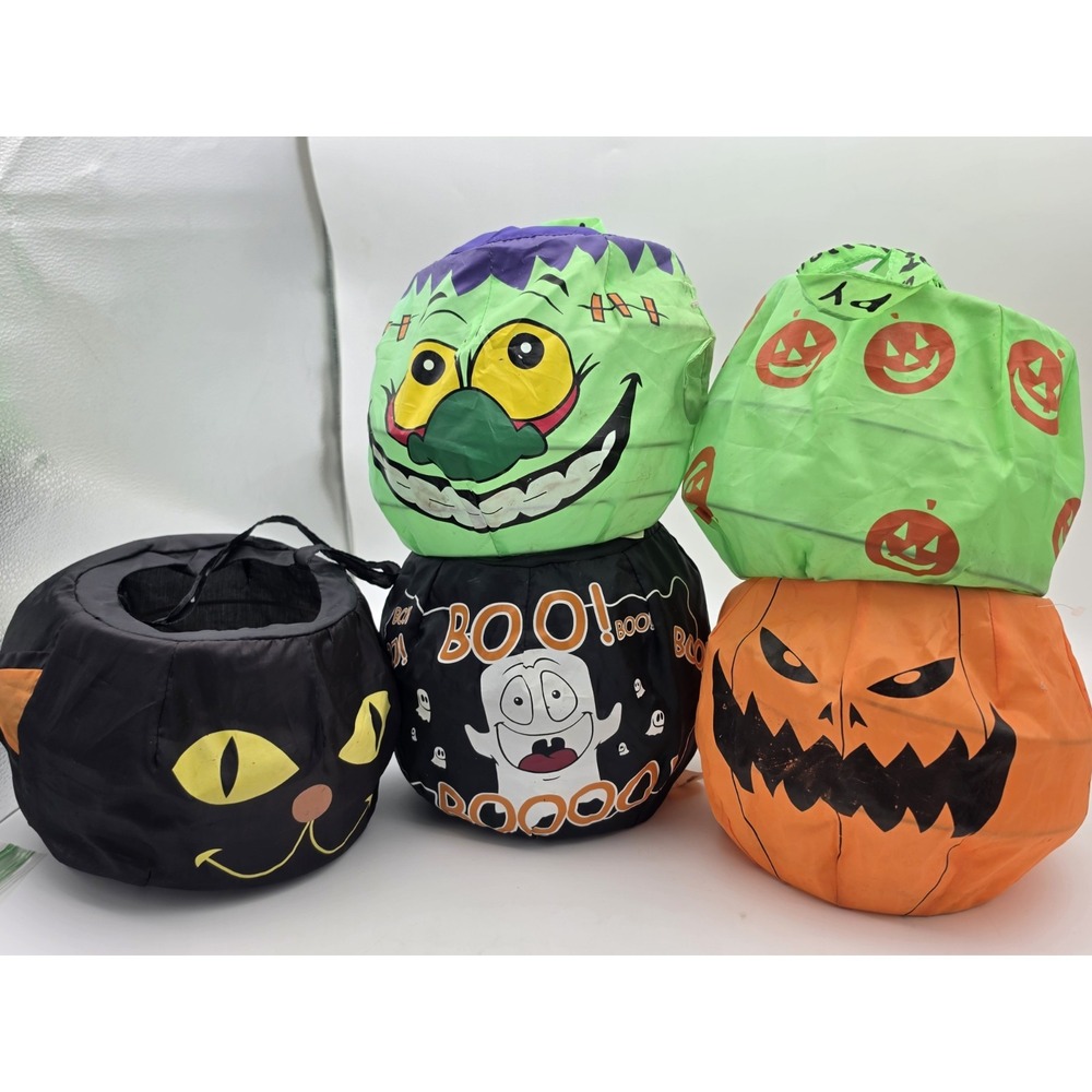 5pc Trick Or Treat Candy Bag Collapsible New Party Favor Tote